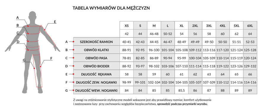 Tabela rozmiarów Adrenaline