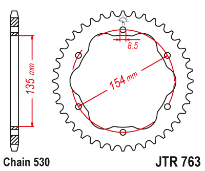 Zębatka Tylna JT JTR763.40