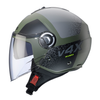 Kask Otwarty Motocyklowy CABERG RIVIERA V4X ALPHA GREEN BLACK GREY MATT