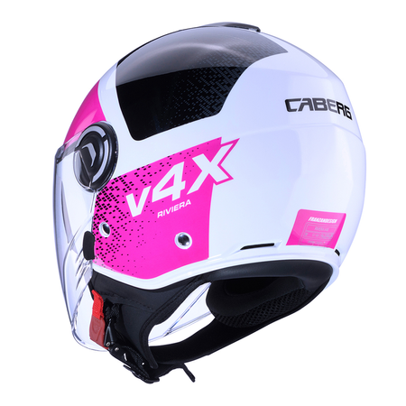 Kask Otwarty Motocyklowy CABERG RIVIERA V4X ALPHA WHITE BLACK PINK