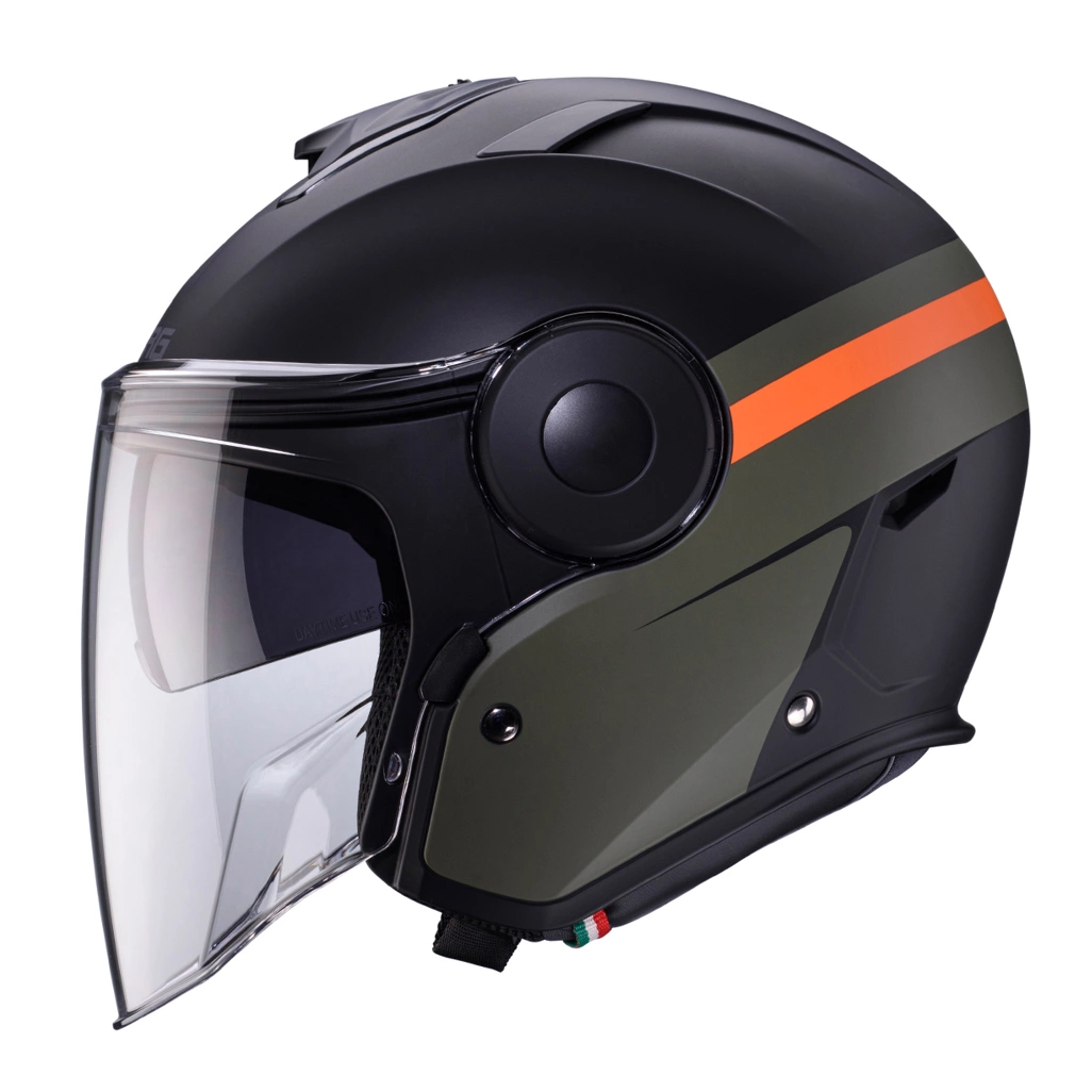 Kask otwarty motocyklowy CABERG JET SOHO ZEPHYR Czarno-zielono-pomarańczowy