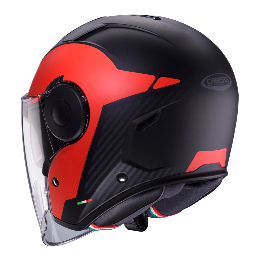 Kask otwarty motocyklowy CABERG JET SOHO MILANO Czarno-czerwony