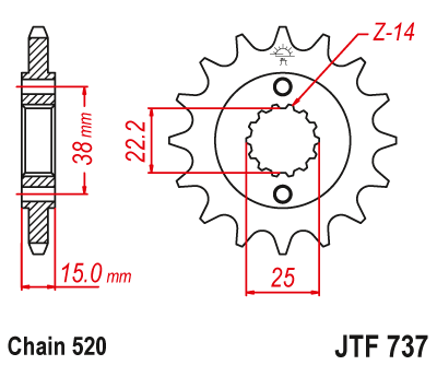 Zębatka Przednia JT JTF737.14