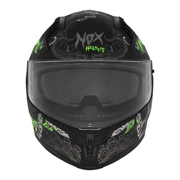 Kask intregralny motocyklowy NOX N401 ZUMBI Czarno-zielony fluo