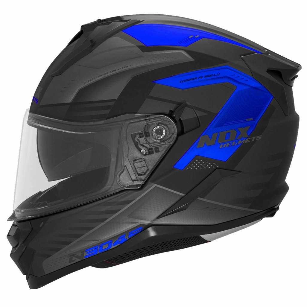 Kask integralny motocyklowy NOX N304 CARVER Czarno-niebieski