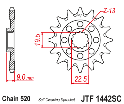 Zębatka Przednia JT JTF1442.13SC