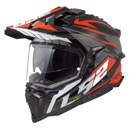 Kask Motocyklowy LS2 MX701 EXPLORER SPIRE czarny czerwony