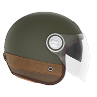 Kask Otwarty Motocyklowy NOX NP105 HERITAGE LEATHER KHAKI BROWN