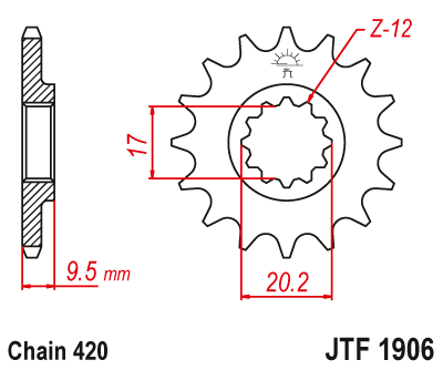 Zębatka Przednia JT JTF1906.12