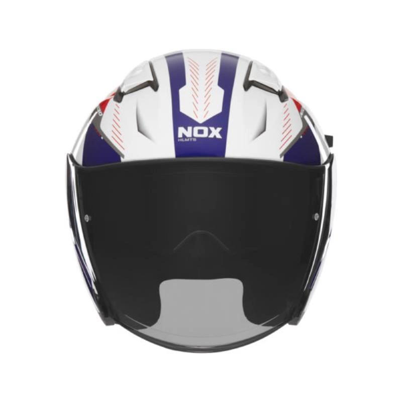 Kask otwarty motocyklowy NOX N130 MYST Biało-niebiesko-czerwony