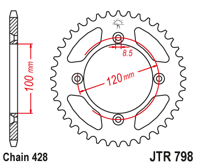 Zębatka Tylna JT JTR798.44