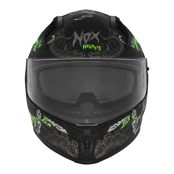 Kask integralny motocyklowy NOX N731 JUNIOR ZUMBI Czarno-zielony