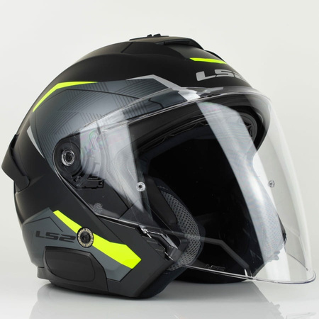Kask Motocyklowy Otwarty LS2 OF618 VERSO II SOLID BLACK H-V YELLOW