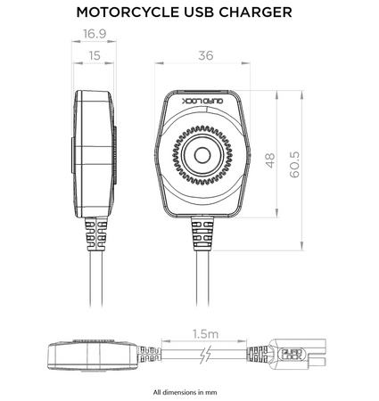 MOTOCYKLOWA ŁADOWARKA USB QUAD LOCK