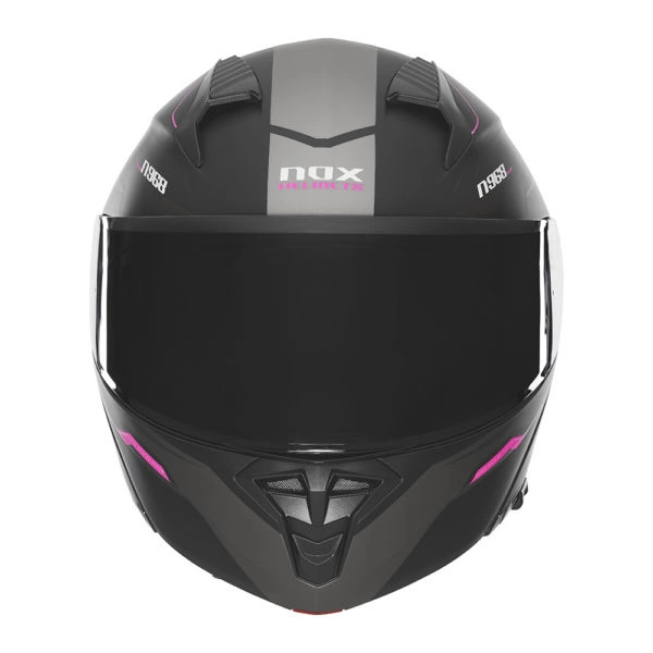 Kask szczękowy motocyklowy NOX N968 ULTRA Czarno-różowy mat