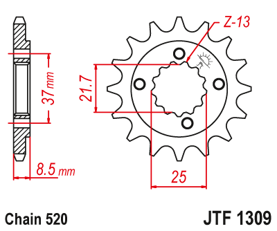 Zębatka Przednia JT JTF1309.14