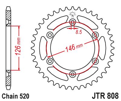 Zębatka Tylna JT JTR808.43