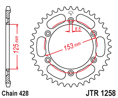 Zębatka Tylna JT JTR1258.54