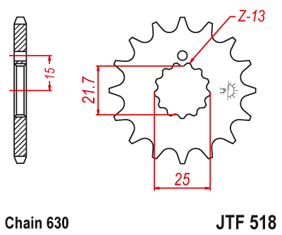Zębatka Przednia JT JTF518.15