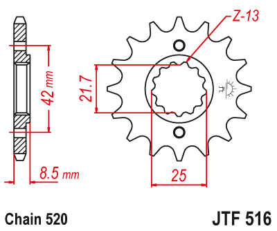 Zębatka Przednia JT JTF516.16RB z Tłumikiem Drgań