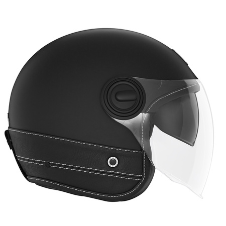 Kask Otwarty Motocyklowy NOX NP105 HERITAGE LEATHER BLACK MATT