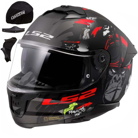 Kask Integralny LS2 FF808 Stream II Angry Monkey Black Red Grey