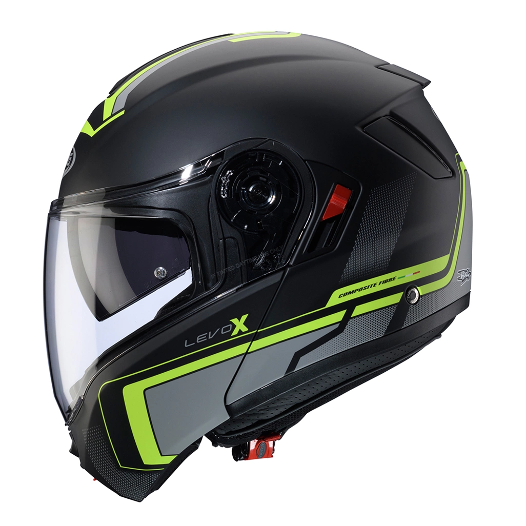 Kask szczękowy motocyklowy CABERG FLIP-UP LEVO X ELITE Czarno-szaro-żółty