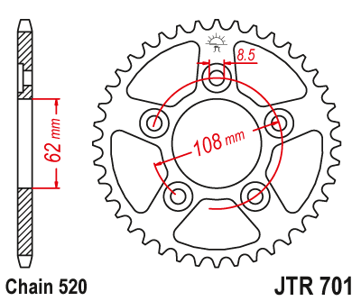 Zębatka Tylna JT JTR701.38
