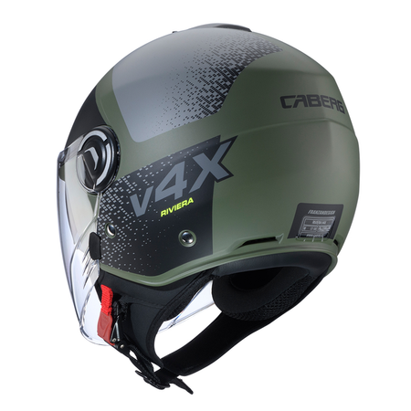 Kask Otwarty Motocyklowy CABERG RIVIERA V4X ALPHA GREEN BLACK GREY MATT