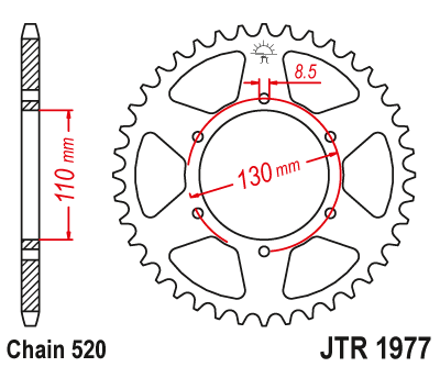 Zębatka Tylna JT JTR1977.45