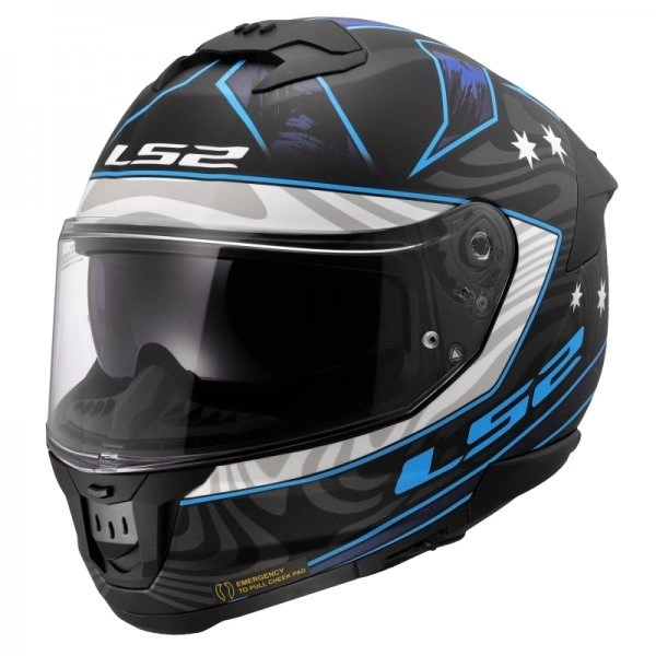 Kask Motocyklowy Integralny LS2 FF808 STREAM II GALDAM Czarny Niebieski