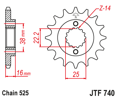 Zębatka Przednia JT JTF740.14