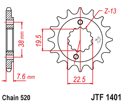 Zębatka Przednia JT JTF1401.16