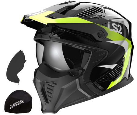 Kask Modułowy LS2 OF606 Drifter Trialthy H-V Yellow Black (z Odpinana Szczęką)