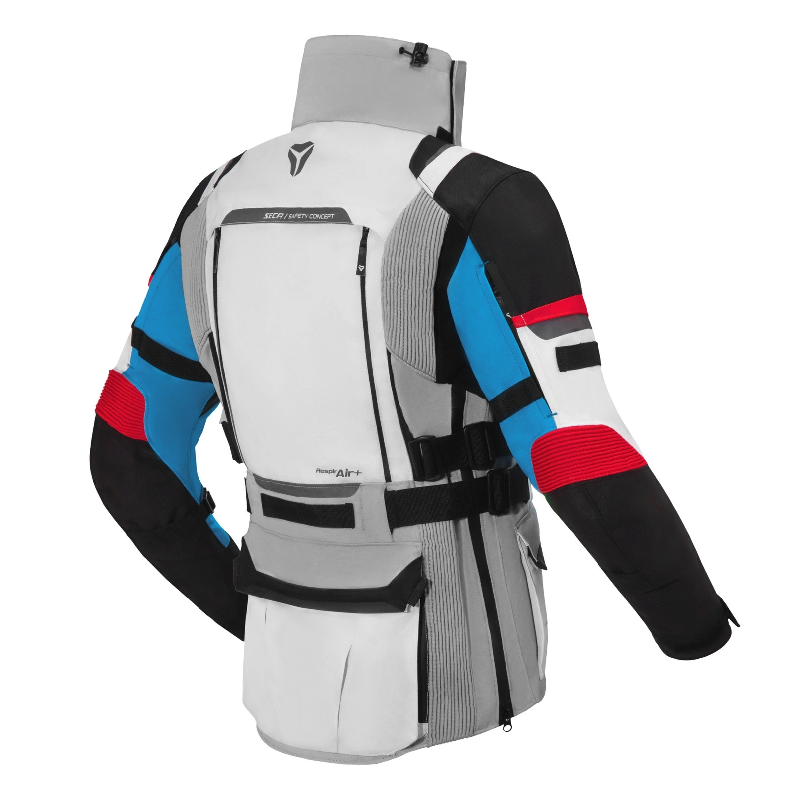 Kurtka Motocyklowa Tekstylna SECA ARRAKIS III LADY Szaro-niebiesko-czerwona