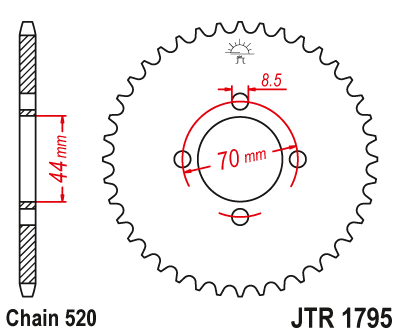 Zębatka Tylna JT JTR1795.22