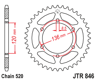 Zębatka Tylna JT JTR846.39