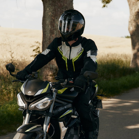 Męska Kurtka Motocyklowa Ozone Flow Black Grey Fluo