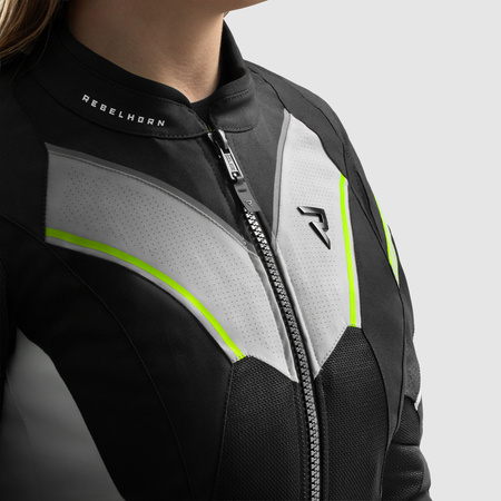 Kurtka tekstylna motocyklowa REBELHORN HIFLOW V LADY BLACK/GREY/FLUO