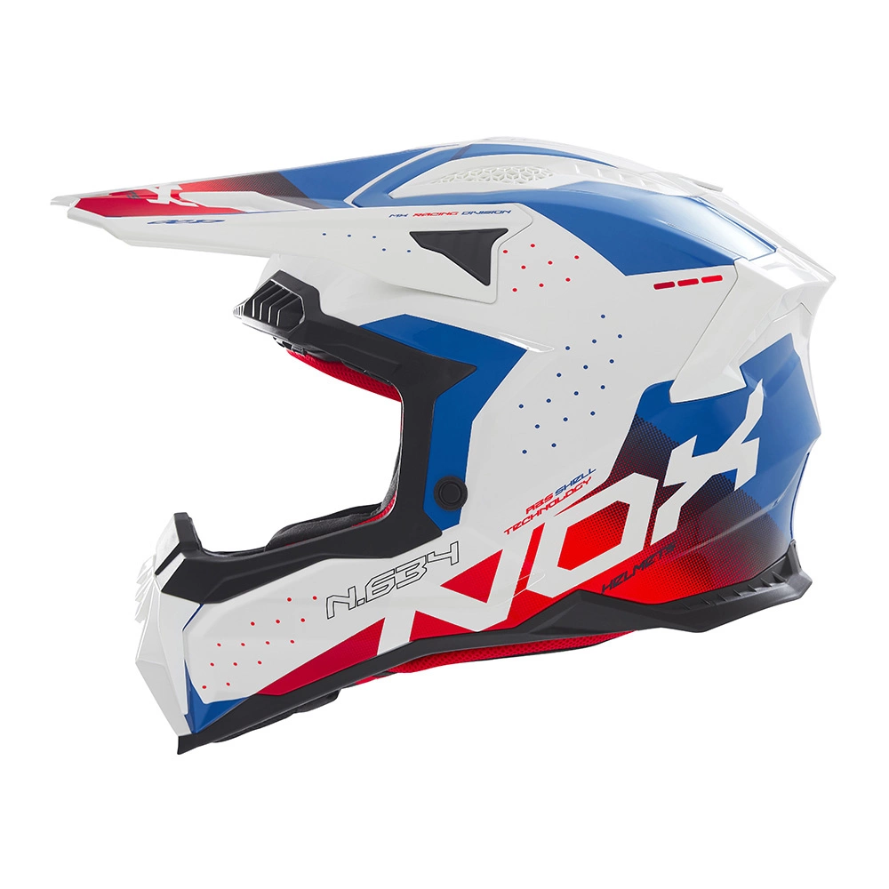 Kask off-roadowy motocyklowy NOX N634 GRADIANT Biało-niebiesko-czerwony