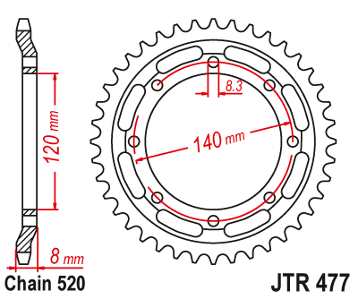 Zębatka Tylna JT JTR477.43