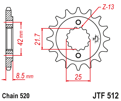 Zębatka Przednia JT JTF512.16RB z Tłumikiem Drgań