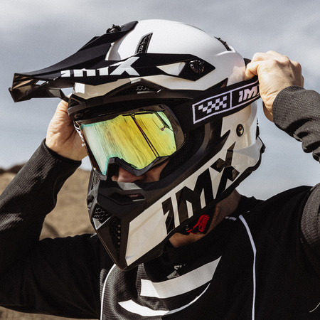GOGLE IMX ENDURANCE RACE GOG BLACK/WHITE (SZYBA IRIDIUM GOLD + CLEAR)