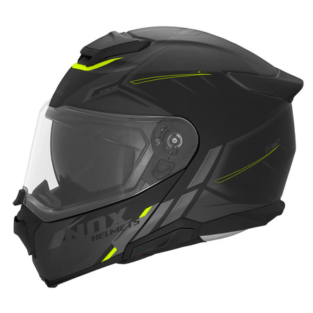 Kask Szczękowy Motocyklowy NOX FLIP-UP N967 SYNCHRO BLACK YELLOW GREY