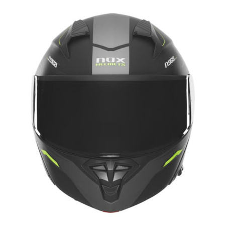 Kask Szczękowy Motocyklowy NOX N968 ULTRA BLACK YELLOW MATT