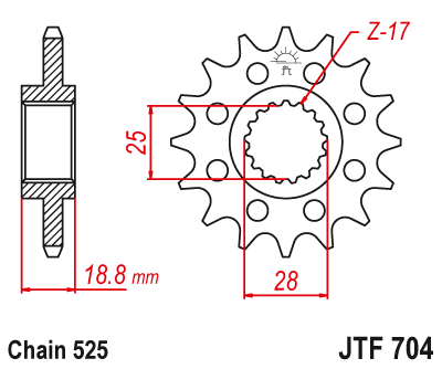 Zębatka Przednia JT JTF704.16RB z Tłumikiem Drgań