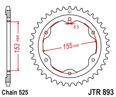 Zębatka Tylna JT JTR893.38ZBK