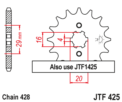 Zębatka Przednia JT JTF425.17