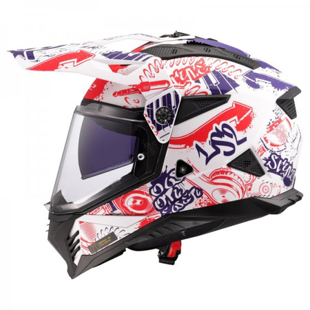 Kask Adventure LS2 MX702 PIONEER II WHITE BLUE RED