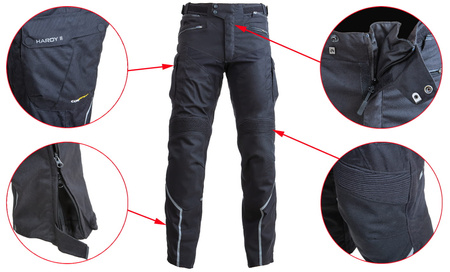 Spodnie Motocyklowe Rebelhorn Hardy II Black (krótka nogawka)